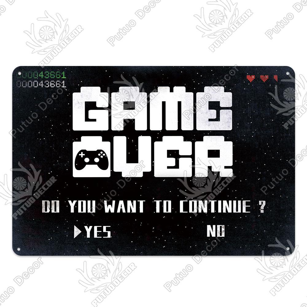 Decor Funny Gamer Metal Signs Vintage Tin Sign Gamer At Work Retro Signs for Home House Club Game Room Man Cave Wall Decor