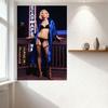 Sexy Frau Satinkleid Nachtstadt Metallblechschild Glamouröse Urbane Dekoration für Bar Pub Zuhause Café Wandkunst 8x12 Zoll
