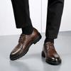 Brown Round Toe Lightweight Men's Leather Shoes Lace Up Classic Original 2025 Size 45 Pu Male Casual Shoe High Quality