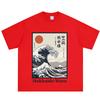 Japanese Style Hokkaido Wave Print T Shirt Unisex Unisex Vintage Tshirt Summer Shortsleeved Loose Casual Cotton Oversized Tshirts