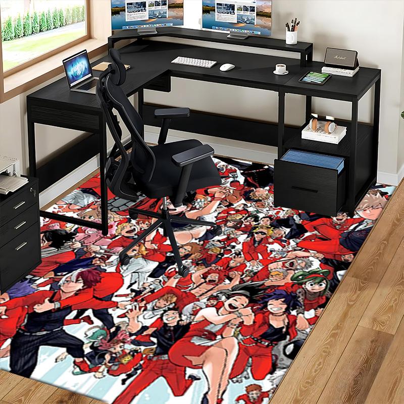 1pc My Hero Academia Chair Mat - Anime Cartoon Design Office Desk Pad, Non-Slip Carpet for Home Decor, Living Room, Bedroom, Game Room, Birthday Gift,