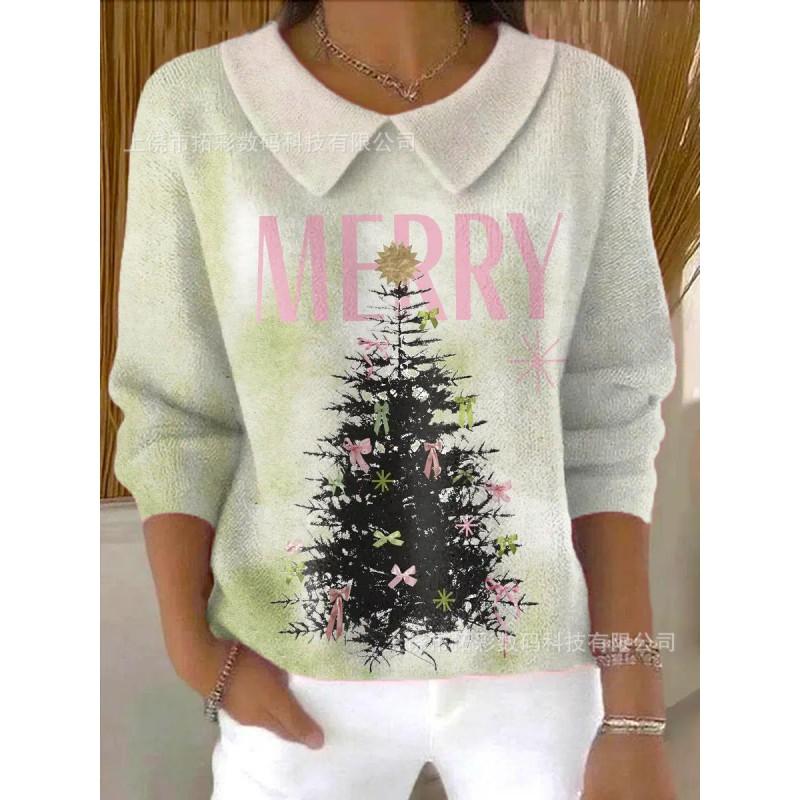 Womens Oversized Long Sleeve Crewneck Sweatshirt 2025 Fall Casual Pullover With 3D Print Acrylic Fabric
