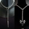 Personality Punk Stud Necklace Long Gothic Bat Pendant Necklace Exaggeration Sweater Chain Jewelry