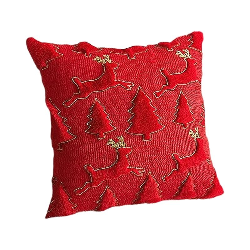 

Seasonal Celebration Decorative Pillow Cover Soft Canvas Fabric For Home Office Party Styling красный