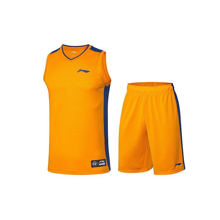 

Баскетбольный комплект с нашивкой Li Ning Color Block Design, мужская спортивная одежда, оранжевый AATP067-9 XXXL