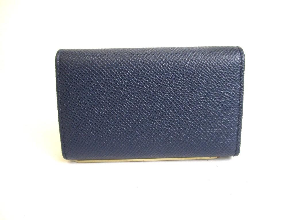 Authentic BVLGARI Navy Blue Leather BVLGARIBVLGARI 6 Pics Key Cases #9681  Refurbished