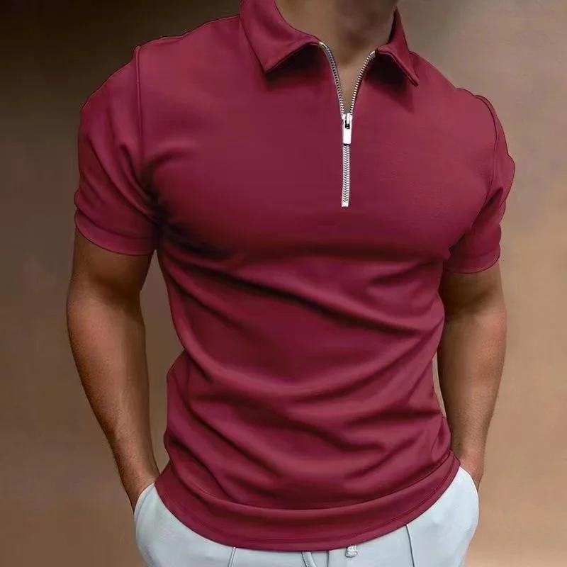 Casual In Summer Men's Short Sleeved Polo Shirt, Fashionable Zipper Polo Shirt Casual Slim Fit Breathable Fashionable
