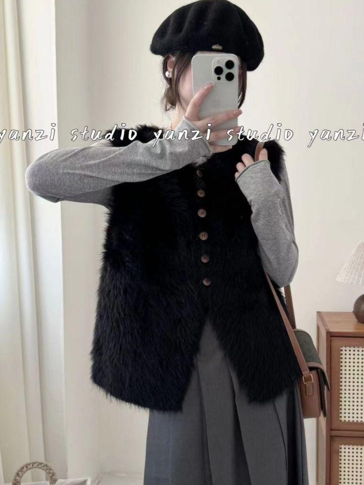 Podzimní Zimní Pletený Svetr V-výstřih Dámský Hrubý Oversized Kabát Cardigan z Umělé Norek Kožešiny Ležérní Svrchní Oblečení