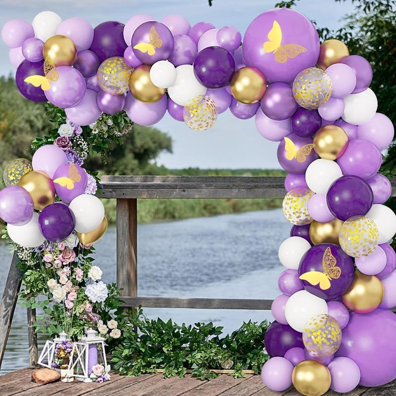 Balloons Garland Arch Kit, Pastel Metallic Balloons, Baby Shower, Wedding Butterfly, Birthday Party Decorations, 122Pcs