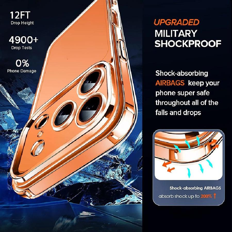 For iPhone 11 12 13 14 15 16 Air 17 Pro Max X XS XR 6 6S 7 8 Plus SE Camera Full Cover Transparent Silicone Airbag Anti Shock Phone Case Cover
