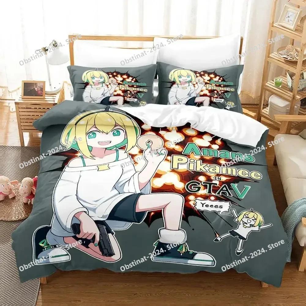 3d Anime Kawai Young Girls Amano Pikame Beding Set Printed With Pilowcase Bed Soft Duvet Cover Soft Single Double Quen Super King-Sized Dimensionsd