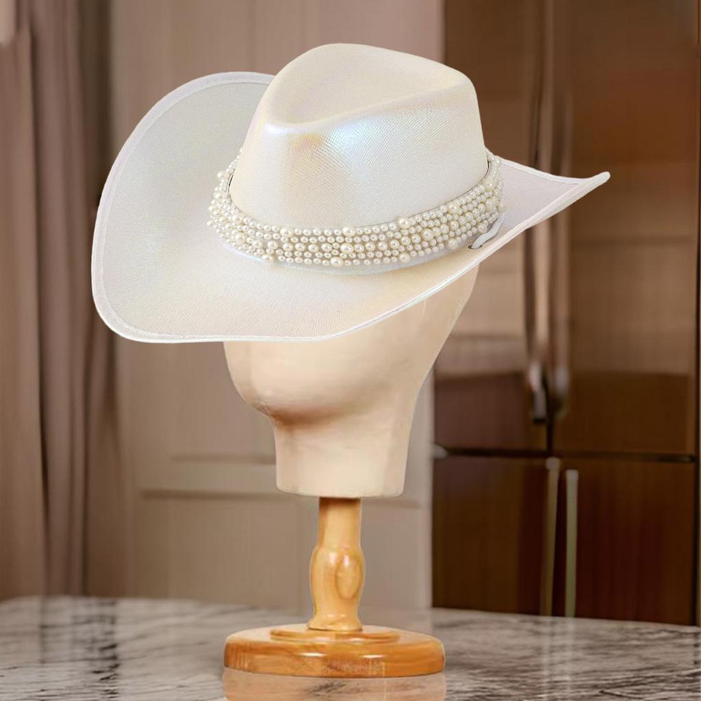 Jeweled Pearls Cowboy Hats Bride Hat Panama Hat for Bachelorette Party Cowboy Hats for Club Stage Shows
