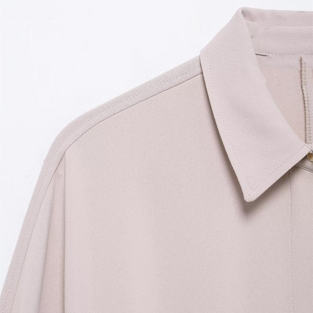 Spring 2025 Women's Slim Fit Drawstring Waist Workwear Shirt