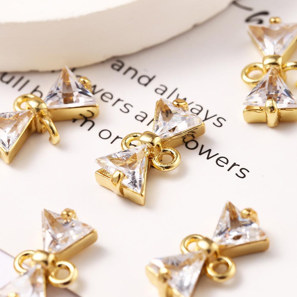 Zircon Inlaid Bow Pendant, Handmade Earrings, Necklace, Pendant Jewelry Accessories, Double-Ring Bow Tie Accessories.