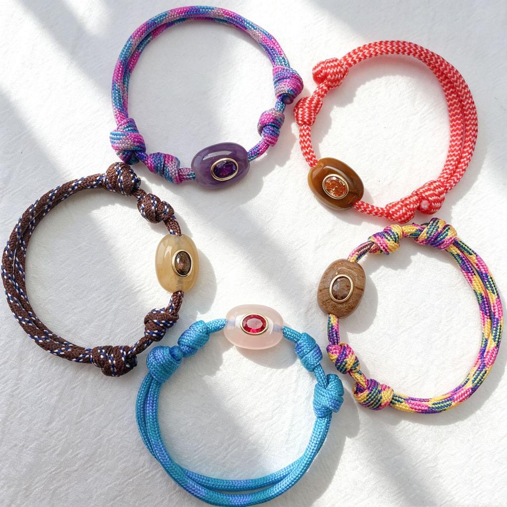 Trendy New Arrival Colorful Natural Stone Eye of the Devil Woven Bracelet Vintage 4mm Oval Adjustable Handwoven Bracelet Jewelry
