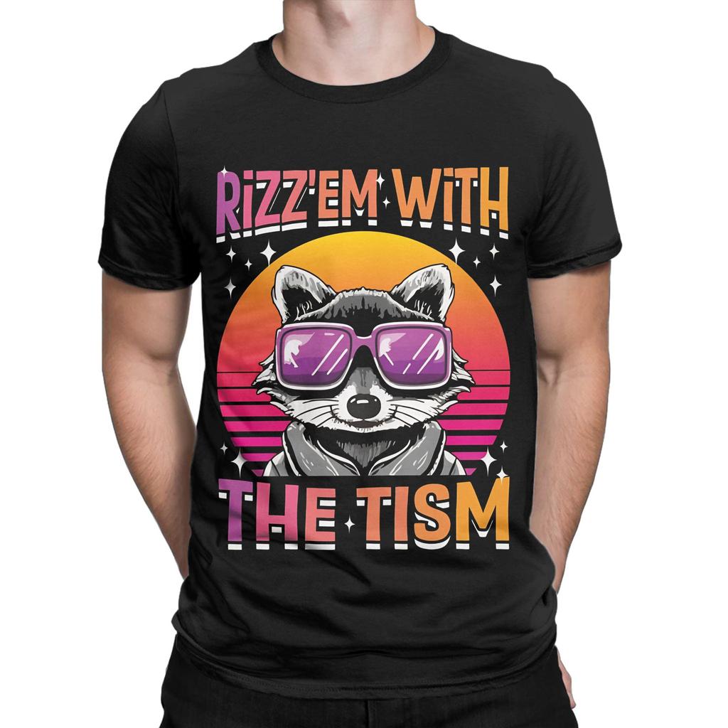 aAutism Funny Em With The Tism Meme Autistic Racoon Novelty 100% Cotton T-Shirt aAutism Racoon