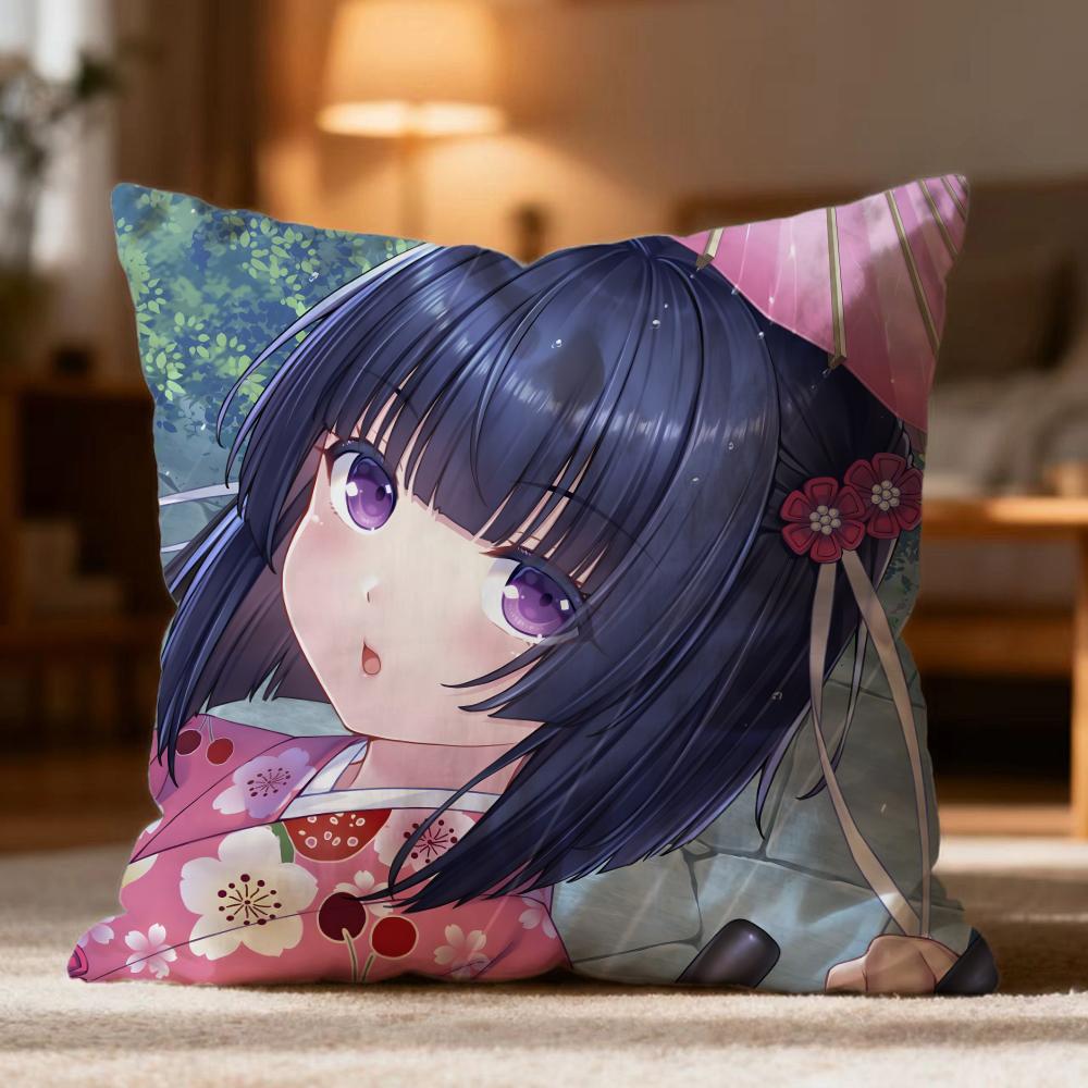 Popular N-NNekopara Cushion Cover Soft Washable Pillow Case Multi-Scene for Couch Bed Travel Office Use