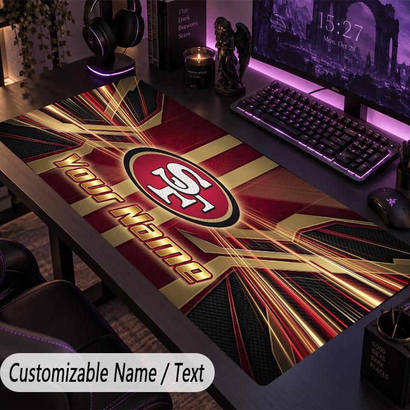 Large Mouse PadSan Francisco 49ers Custom Name Text Personalized Desk Mat Non Slip Gaming Pad