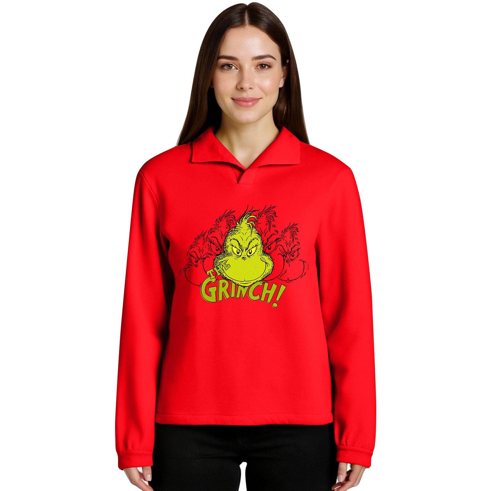 

Women s Stand-up Collar Long-sleeved Pullover Top, Christmas Print Sports Top XL