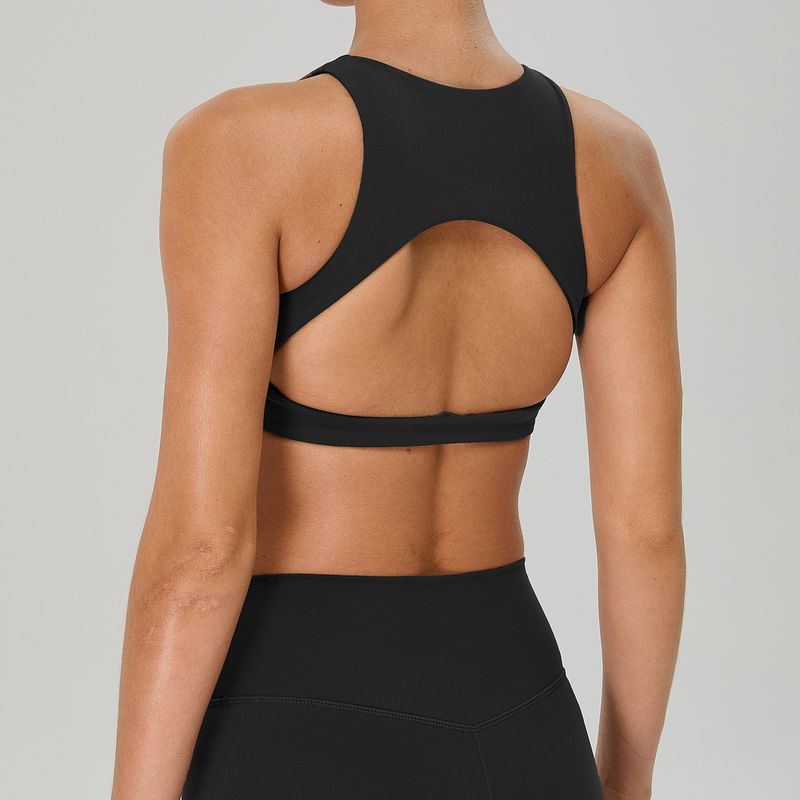 

Cut Out Sexy Beauty Back Sports Bra Naked Women Sense Quick-Drying Workout Underwear Cycling Running Tops Yoga Vest Elastic Black L