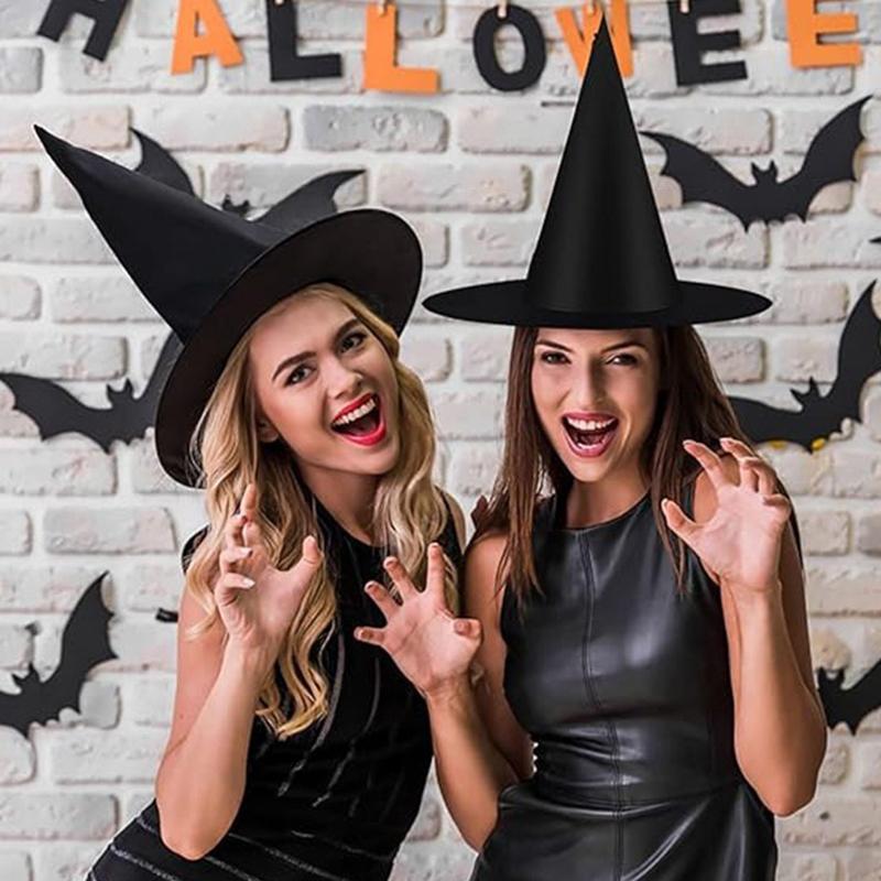 12PCS/Pack Black Witch Wizard Hat S/L 2 Sizes Available Adults Kids Masquerade Prop Halloween Gifts Party Favors Accessories ZYF