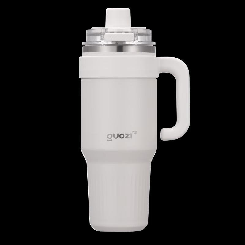 GUOZI Large Insulated Stainless Steel Car Mug with Straw