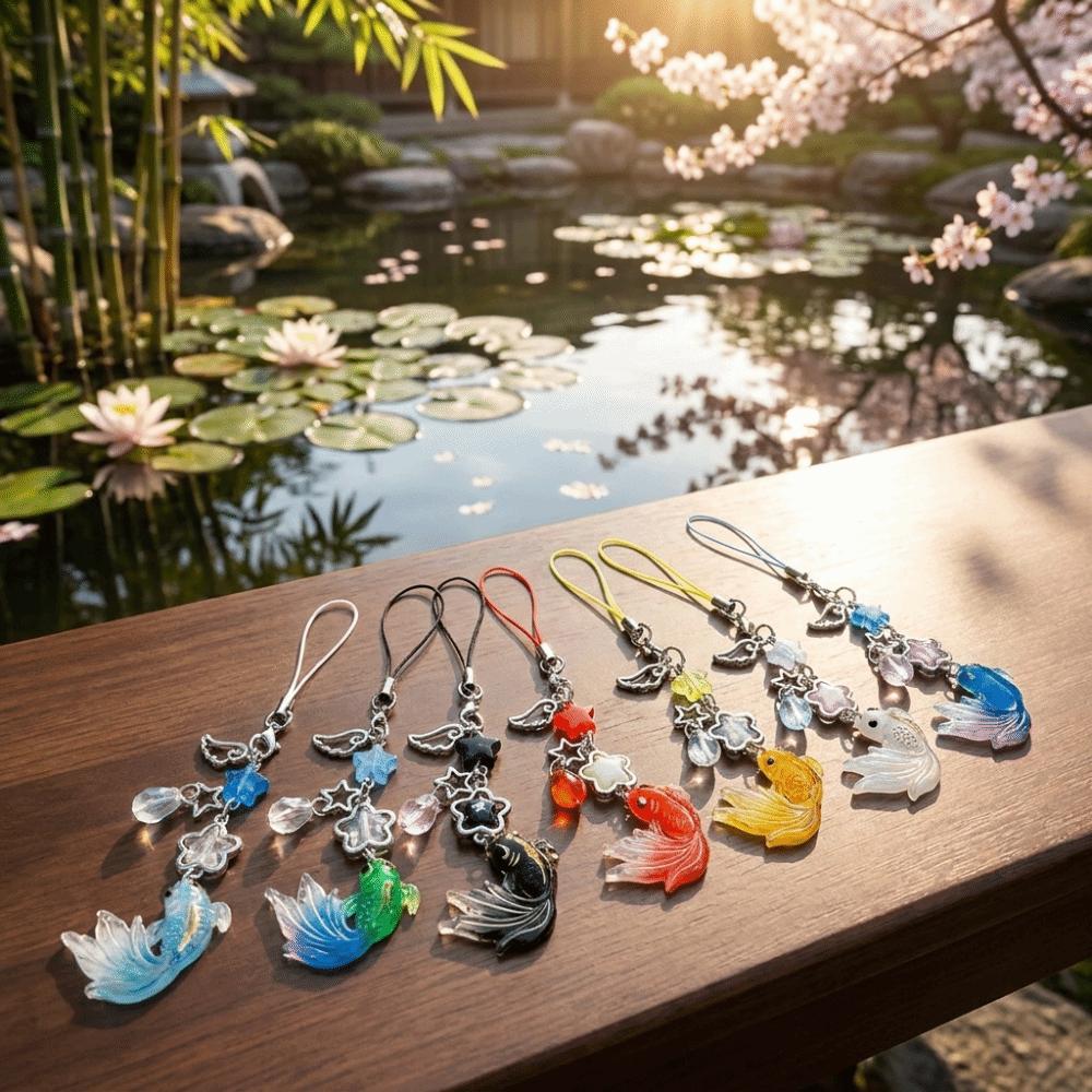 Simulation Fish Mobile Phone Chain Plastic Keychain Charms Lucky Koi Phone Pendant  Car Key Jewelry