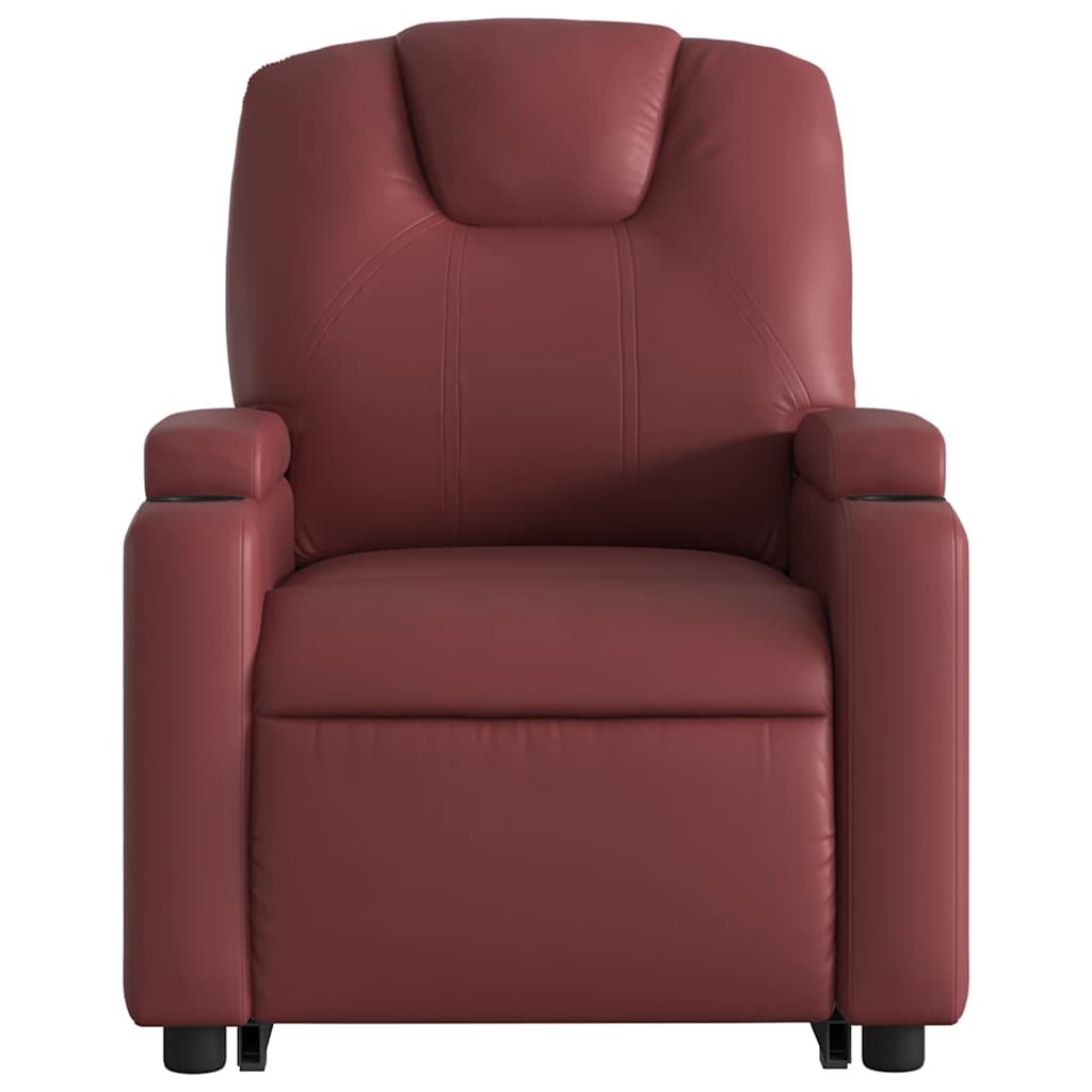 Recliner Chair with Rising Function Burgundy Artificial Leather