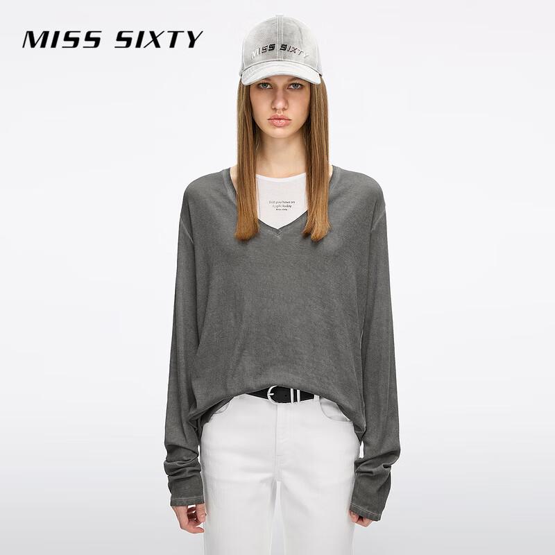 MISS SIXTY Women s 2026 Spring Cotton 2-Piece Long Sleeve T-Shirt & Vest Set M
