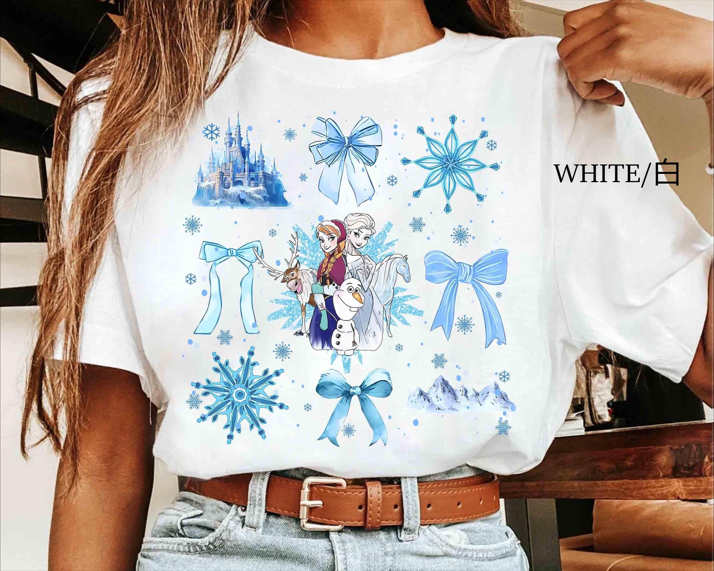 Дисней Холодное Сердце Акварельные Кокетливые Банты Рубашки Эльза Анна Принцесса Снежинки Рубашка Волшебное Королевство Диснейленд Семейная Поездка S