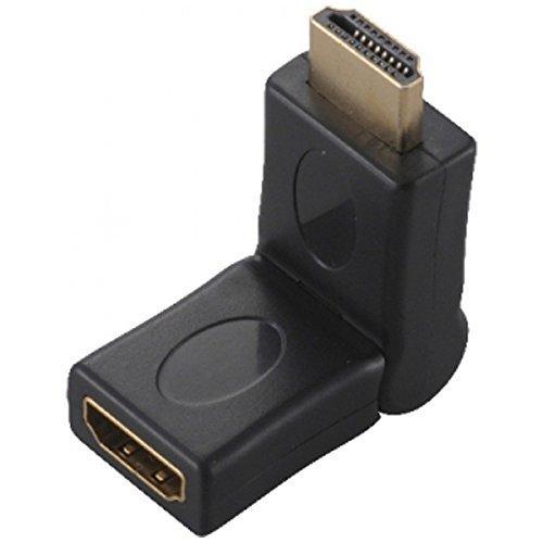 OHM Electric VIS-P0306 180-Degree Adjustable HDMI Adapter Plug Gold-Plated Connector Space-Saving Angle Converter for Wall-Mounted TV