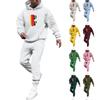 Men's Solid Color Flag Print Hooded Universal Versatile Hooded Sweatshirt Sweatpants Casual Sports Suit