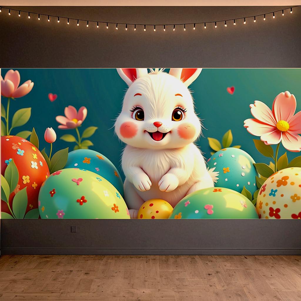 Lätt Påskdekoration Påskäggsbanderoll Påskharenbanderoll För Vårfest Dekoration Fotografering