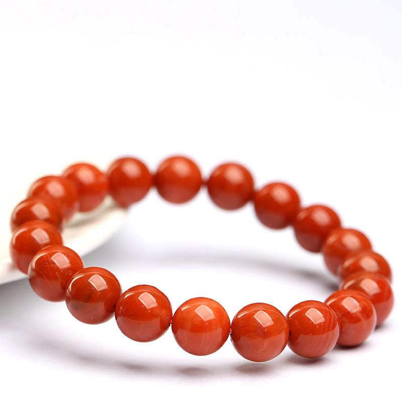 Hongchu Natural Southern Red Agate Scattered Beads Round Beads Persimmon Red Agate Bracelet