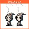 Earrings Halloween Themed Featuring Each Cat Demon Pumpkin And Skull Pattern