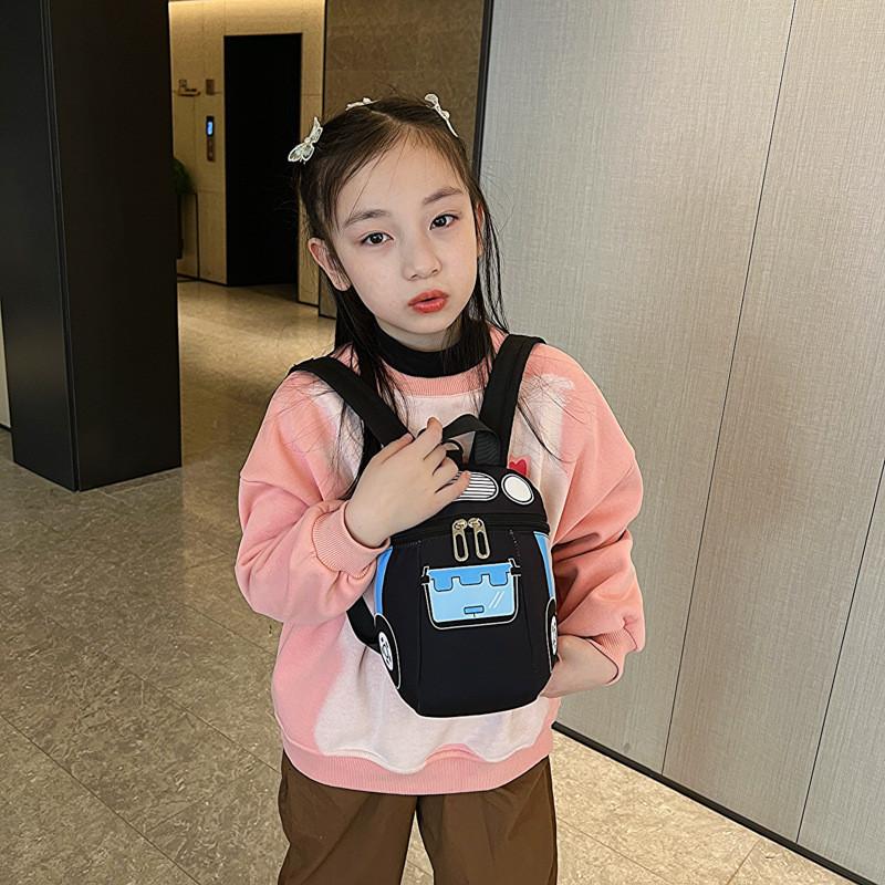 Adorable Korean Style Cartoon Car Kids Backpack For Boys And Girls With Durable Nylon Material