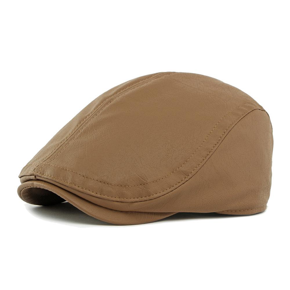 Retro PU Cap Men's Beret British Retro Progressive Cap Women's Peaked Cap
