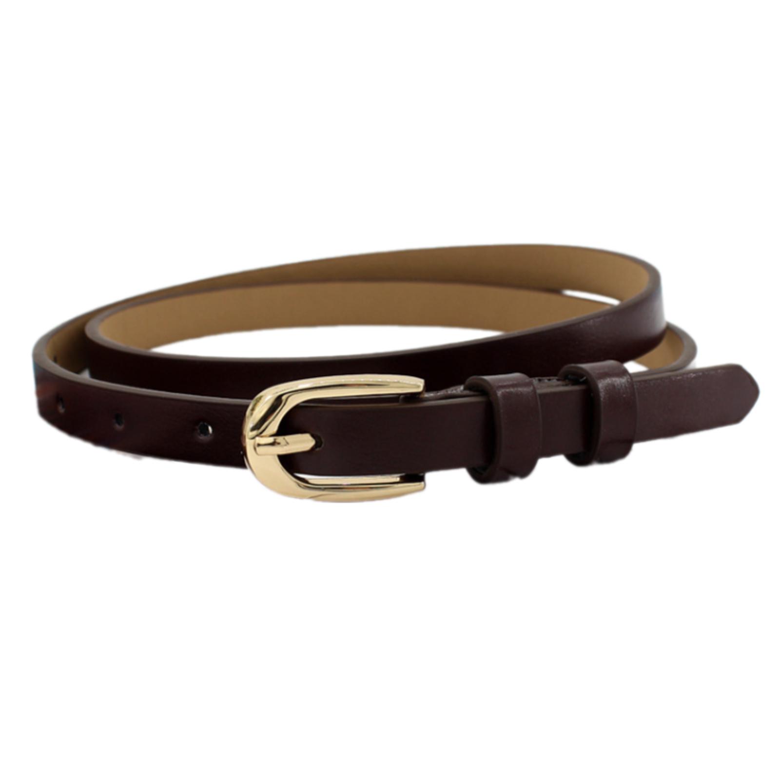 

Женский ремень из искусственной кожи Тонкий пояс Декоративное украшение на талию для джинсов и платьев Элегантный дизайн с золотой пряжкой 3