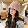 Knitted wool hat children autumn and winter color matching retro plaid winter warm bag head cold hat