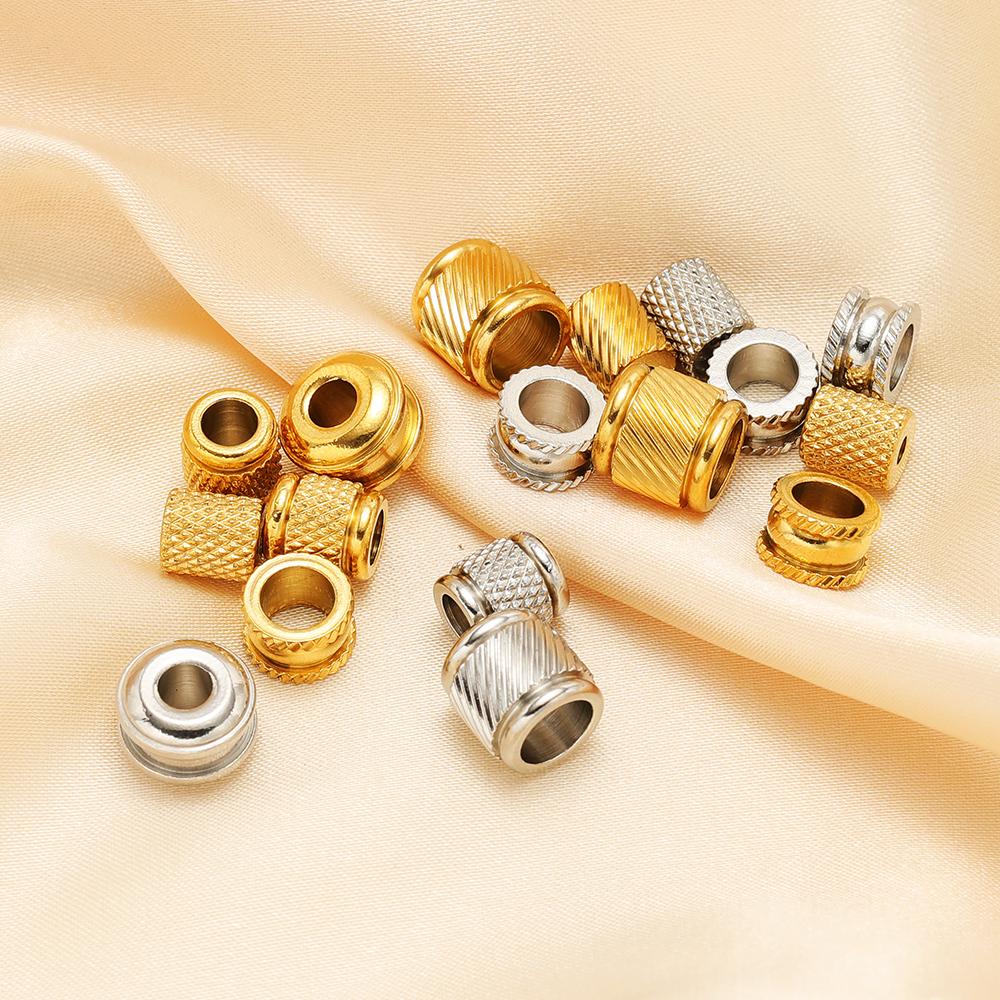 20Pcs Stainless Steel Gold Color Cylinder Bead Loose Spacer Beads for DIY Jewelry Beaded Necklace Supplies Bracelets Accessories