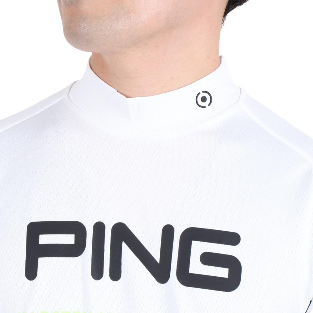Ping Apparel Men's Short Sleeve High Neck Shirt (Logo Print, Moisture Wicking, Quick Drying) / Golf Undershirt / 621-3168301 030_White, Size S