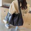 Fashion Drawstring Canvas Bag Women's New Large-capacity Casual Shoulder Bag College Students Class Universal Messenger Bag