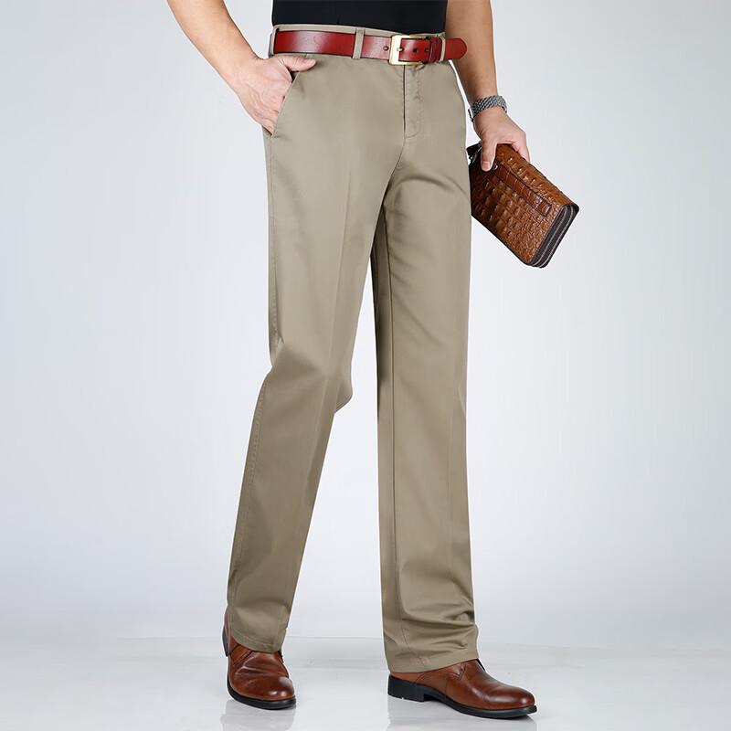 ROMON Men's Cotton Blend Straight Casual Business Pants