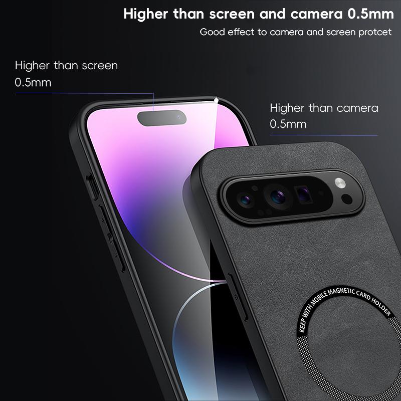 Luxury Lambskin Leather Slim Magnetic Cover For Google Pixel 9 Pro XL 8 Pro 7A for Magsafe Shockproof Matte Phone Case