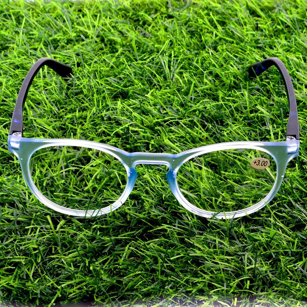 Синие классические модные круглые очки для чтения с пружинными шарнирами TR90 в стиле — фото 2