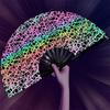 33cm Reflective Fan 13-inch Kung Fu Fan Rainbow Reflective Fabric Fan Large Bamboo-framed Fan