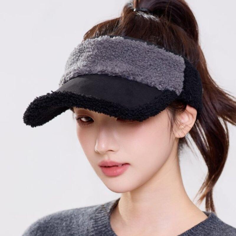 Winter tide lamb wool cap versatile casual warm baseball cap outdoor running high ponytail empty top hat
