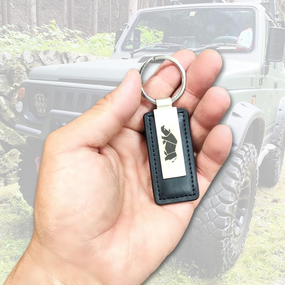 RS Product Jimny Keychain, Rhino Specification, Black Type 2, Genuine Leather, Jimny, Logo, Emblem,