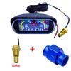 מד טמפרטורת מים דיגיטלי 12V 24V + חיישן טמפרטורת מים ומתח פלאג ראש 1/8NPT צינור חיבור חיישן מתאם צינור רדיאטור