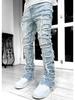 Men's Multi-Color Patch Slim-Fit Flared Jeans - Trendy High Street Style 2023